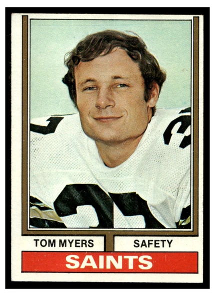 1974 Topps Football Tom Myers #94 Low Grade — Example B front of card