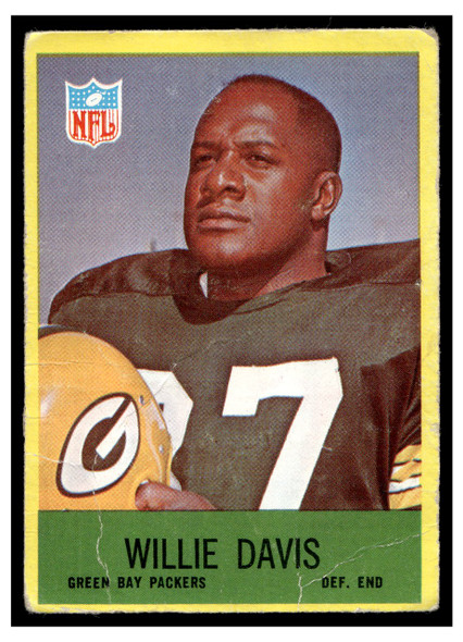 1967 Philadelphia Willie Davis #76 HOF Low Grade - Creases front of card
