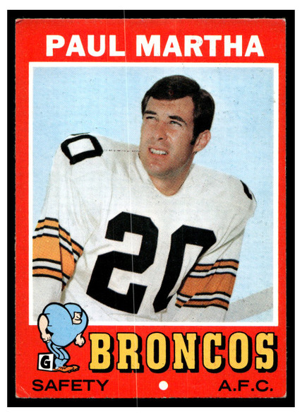 1971 Topps Paul Martha #38 Low Grade — Example C front of card