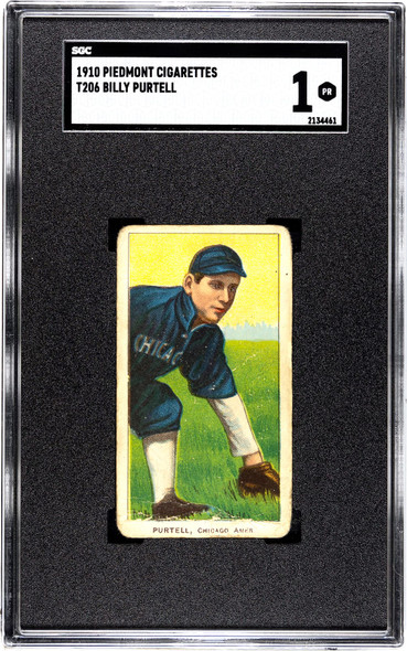 1910 T206 Billy Purtell Fielding Piedmont 350 SGC 1 front of card