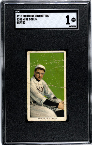 1910 T206 Mike Donlin Seated Piedmont 350 SGC 1 front of card