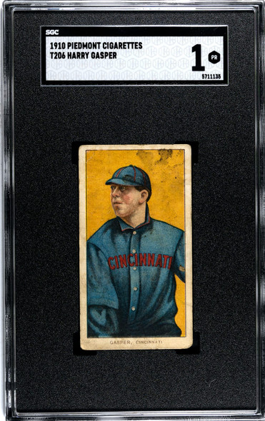 1910 T206 Harry Gasper Throwing Piedmont 350 SGC 1 front of card