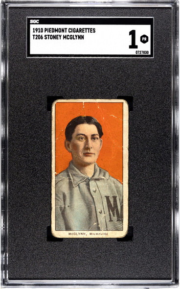 1910 T206 Stoney McGlynn Portrait Piedmont 350 SGC 1 front of card