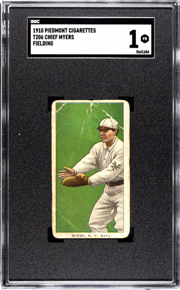 1910 T206 Chief Myers Fielding Piedmont 350 SGC 1 front of card