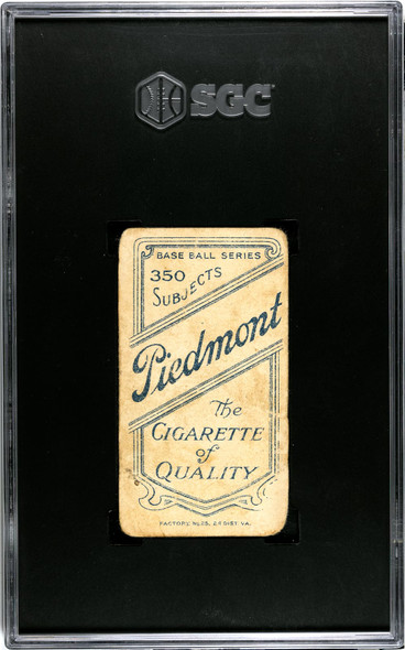 1910 T206 Jack Bastian Profile with Coat Piedmont 350 SGC 1 Back of card