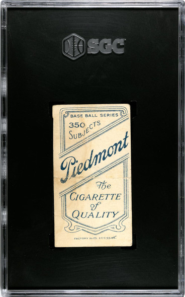 1910 T206 Newt Randall Portrait, Error 'Milwaukef' Piedmont 350 SGC 1 Back of card