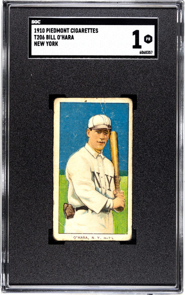 1910 T206 Bill O'hara With Bat Piedmont 350 SGC 1 front of card