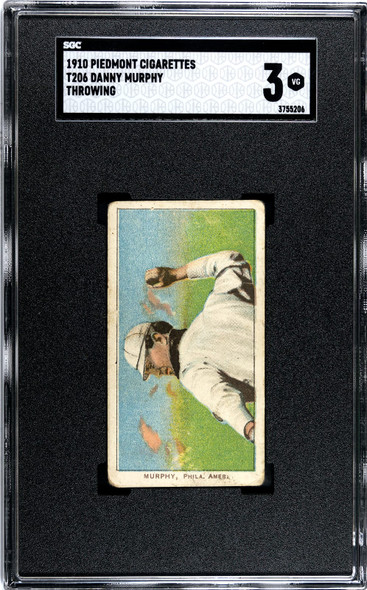 1910 T206 Danny Murphy Throwing Piedmont 350 SGC 3 front of card