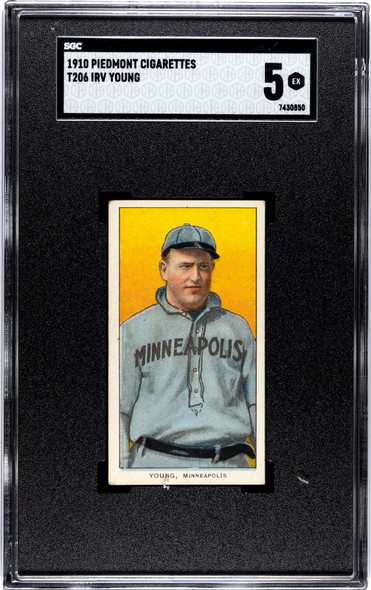 1910 T206 Irv Young Standing Piedmont 350 SGC 5 front of card