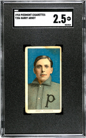 1910 T206 Harry Arndt Portrait Piedmont 350 SGC 2.5 front of card