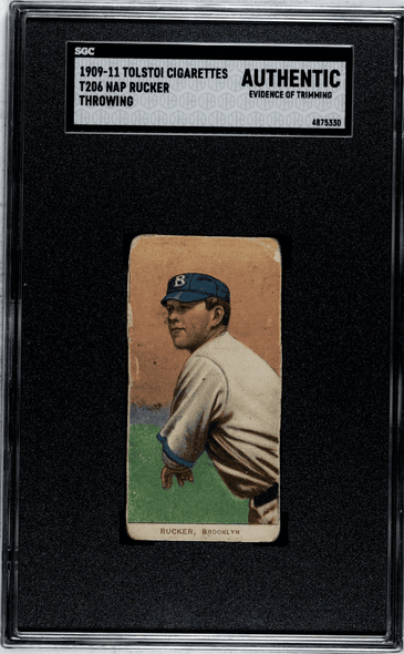 1909-11 T206 Nap Rucker Throwing Tolstoi SGC Authentic Trimmed front of card