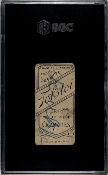 1909-11 T206 Nap Rucker Throwing Tolstoi SGC Authentic Trimmed Back of card