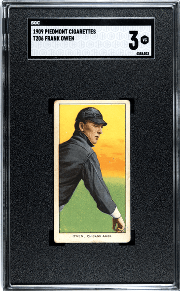 1909 T206 Frank Owen Pitching Piedmont 150 SGC 3 front of card