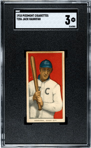 1910 T206 Jack Hannifan With Bat Piedmont 350 SGC 3 front of card