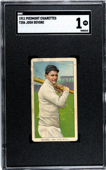 1911 T206 Josh Devore Batting Piedmont 350-460 SGC 1 front of card