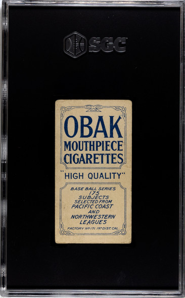 1910 T212 Obak Cigarettes Streib SGC 2 Back of card