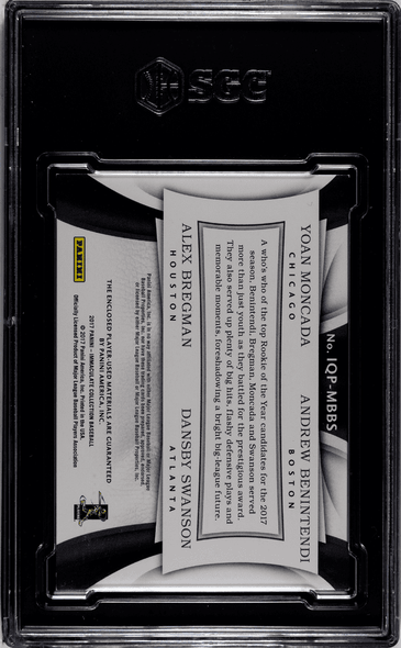 2017 Panini Immaculate Collection Yoan Moncada Moncada & Andrew Benintendi #IQP-MBBS Immaculate Quad Players Materials 29/99 SGC 9 back of card