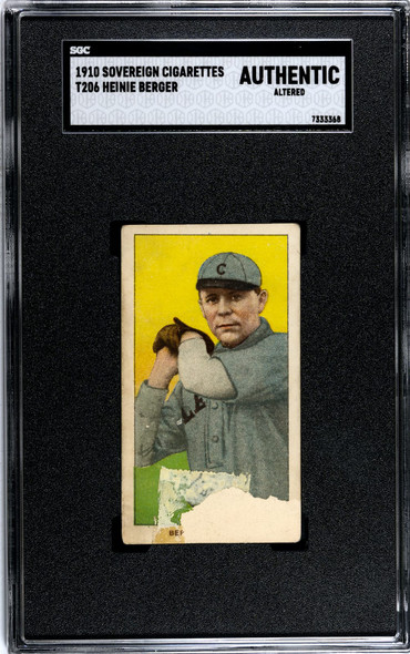 1910 T206 Heinie Berger Sovereign 350 SGC Authentic Altered front of card