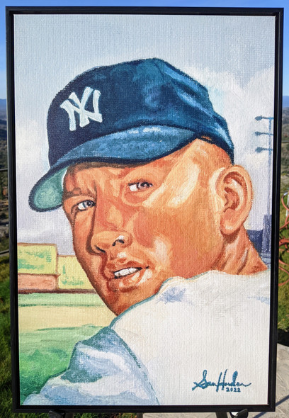 1953 Mickey Mantle by Sam Herder print on framed canvas