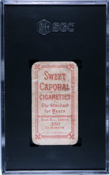 1910 T206 Bill Bradley With bat Sweet Caporal 350 SGC 1 back of card