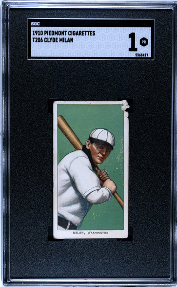 1910 T206 Clyde Milan Batting Piedmont 350 SGC 1