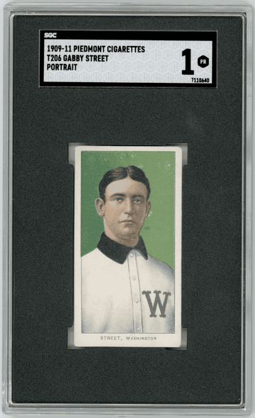 1910 T206 Gabby Street Portrait Piedmont 350 SGC 1 front of card