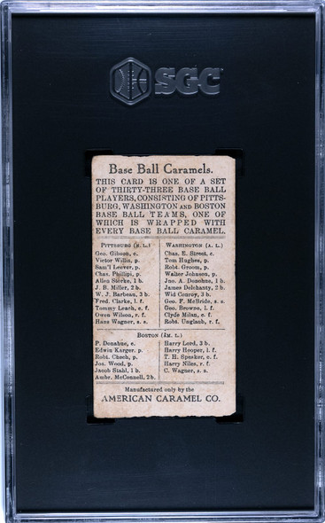 1910 American Caramel Co. Edwin Karger E91C SGC 1 back of card