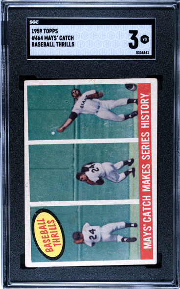 1959 Topps Mays Catch #464 SGC 3 front of card