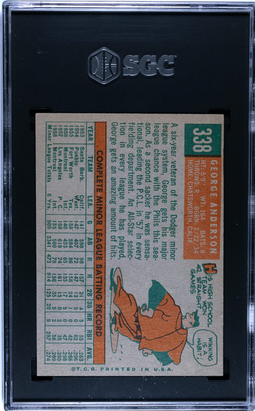 1959 Topps George Anderson #338 SGC 5.5 back of card