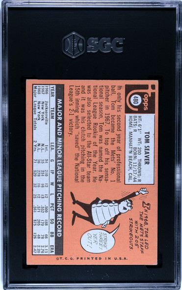 1969 Topps Tom Seaver #480 SGC 4 back of card