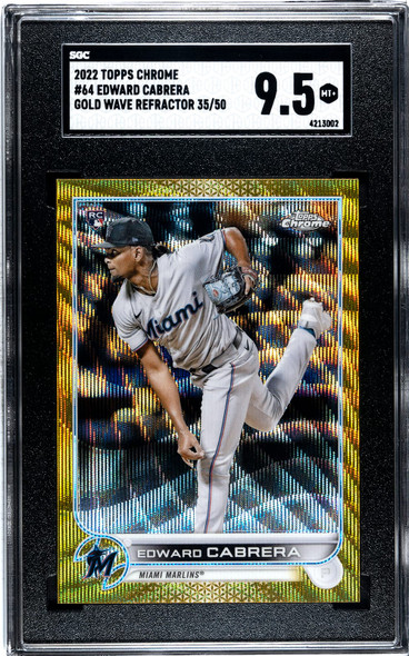 2022 Topps Chrome Edward Cabrera #64 Gold Wave Refractor 35/50 SGC 9.5 front of card