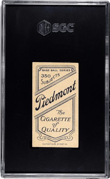 1910 T206 Heinie Smith Piedmont 350 SGC 2.5 back of card
