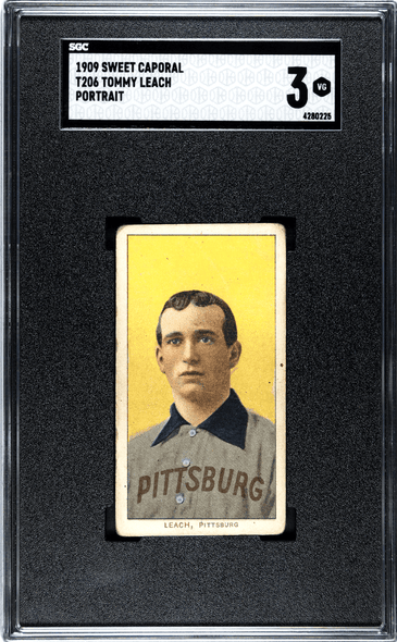 1910 T206 Tommy Leach Portrait Sweet Caporal 150 SGC 3 front of card
