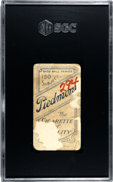 1910 T206 Jack Powell Piedmont 150 SGC 1 back of card