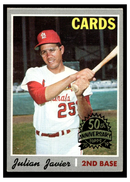 1970 Topps Julian Javier #415 2019 Heritage 50th Anniversary Buyback Low Grade front of card