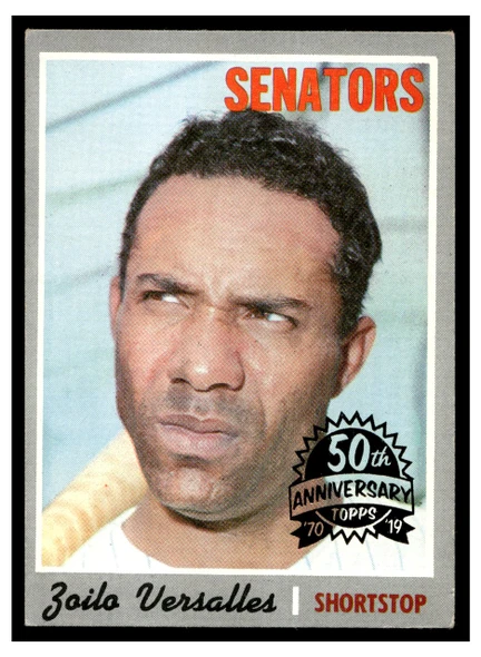1970 Topps Zoilo Versalles #365 2019 Heritage 50th Anniversary Buyback Low Grade front of card