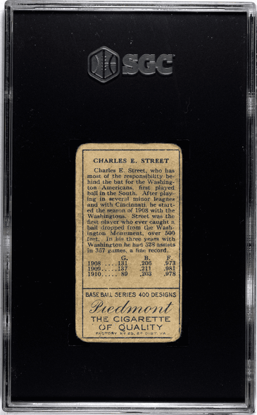 1911 T205 Charles Street Piedmont SGC 1 back of card