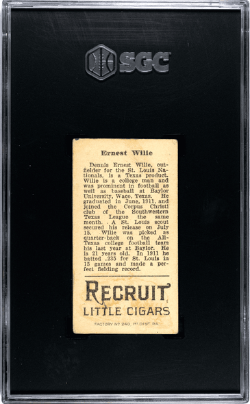 1912 T207 Ernest Wilie SGC 3 back of card