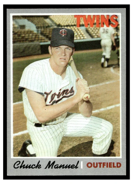 1970 Topps Chuck Manuel #194 Rookie Card Low Grade - Creases front of card