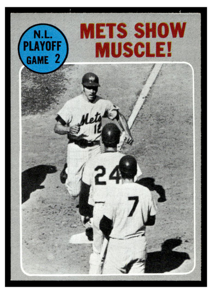 1970 Topps Mets Show Muscle! #196 N.L. Playoff Game 2 Low Grade front of card
