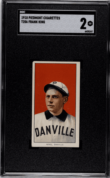 1910 T206 Frank King Piedmont 350 SGC 2 front of card