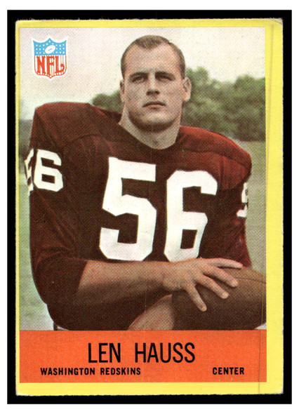 1967 Philadelphia Len Hauss #184 Rookie Card Low Grade - Creases front of card