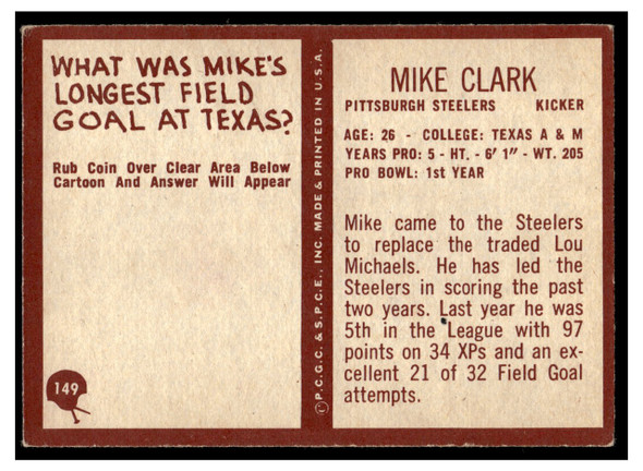 1967 Philadelphia Mike Clark #149 Low Grade - Creases back of card
