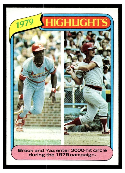 1980 Topps Lou Brock / Carl Yastrzemski #1 HOF VG-EX front of card
