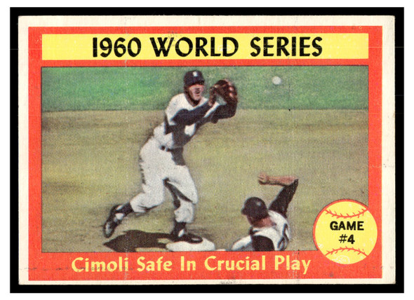 1961 Topps 1960 World Series Game 4 - Cimoli Safe in Crucial Play #309 World Series Low Grade front of card