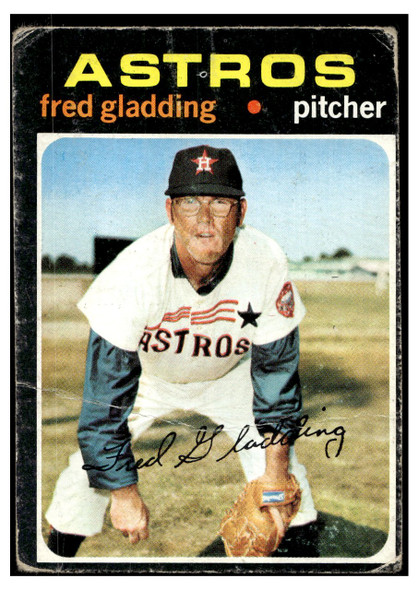 1971 Topps Fred Gladding #381 Low Grade - Creases front of card