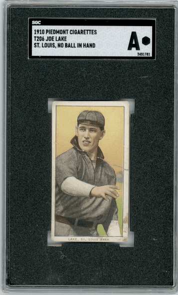 1910 T206 Joe Lake Piedmont 350 SGC A front of card