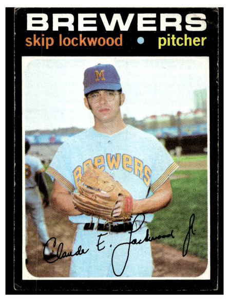 1971 Topps Skip Lockwood #433 Low Grade - Creases front of card