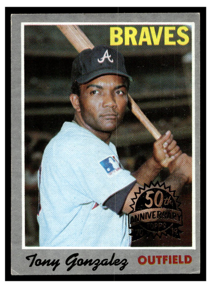 1970 Topps Tony Gonzalez #105 50th Anniversary stamped buyback Low Grade - Creases front of card