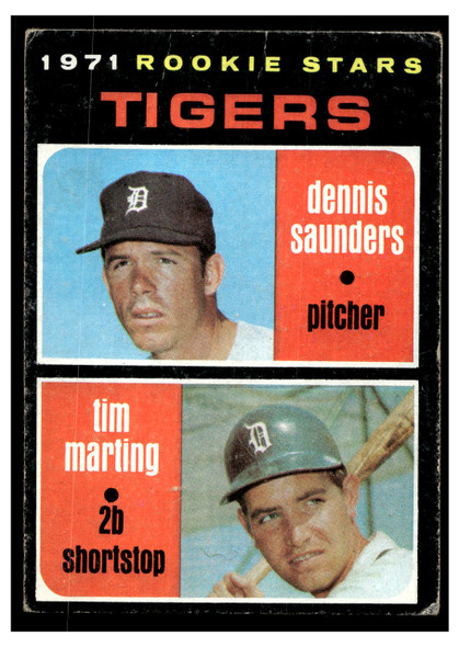 1971 Topps Dennis Saunders / Tim Marting #423 Rookie Stars Rookie Card Low Grade front of card